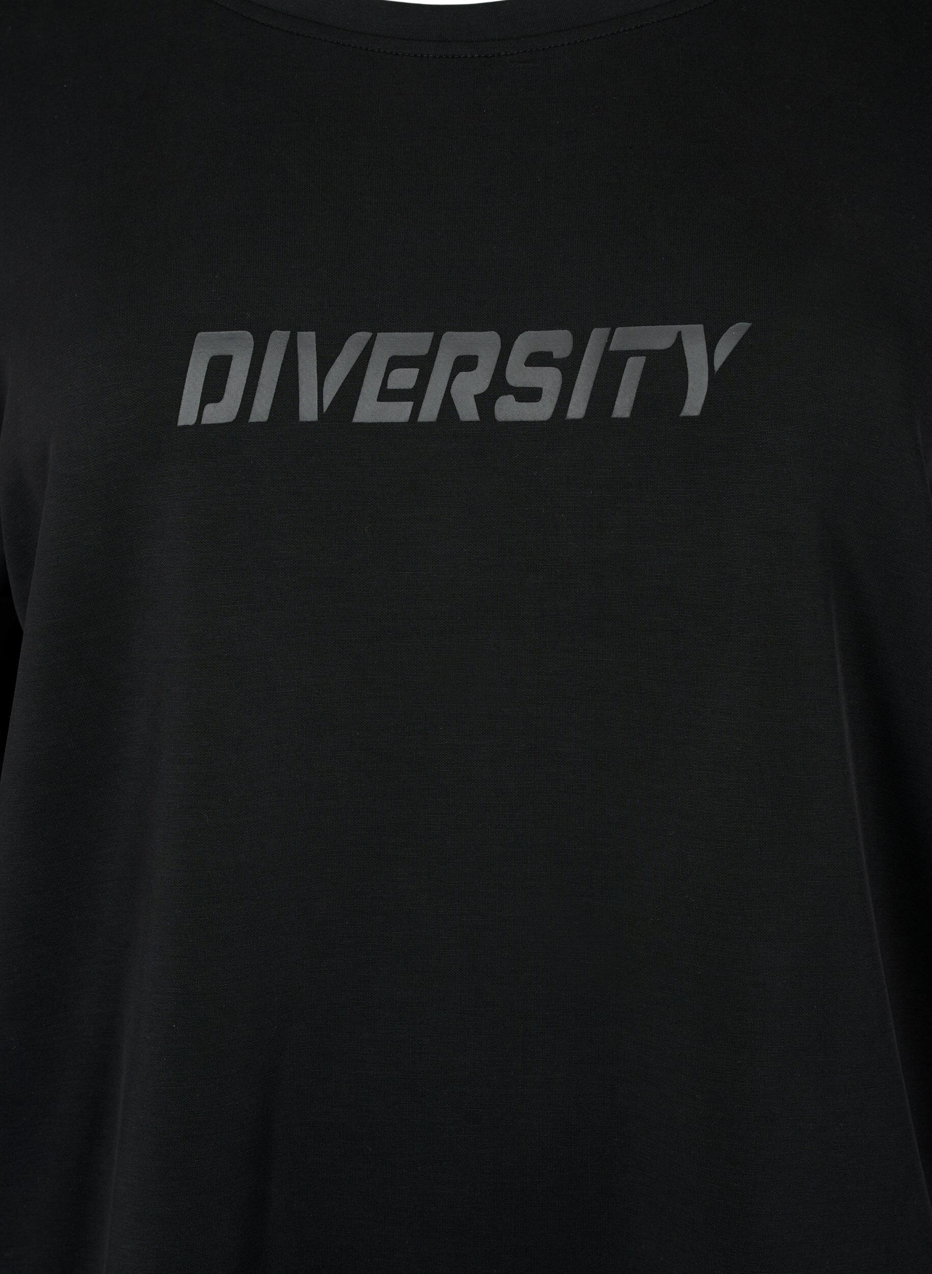 Zizzi Bluza z mieszanki modalu z tekstowym nadrukiem, Black, Packshot image number 2