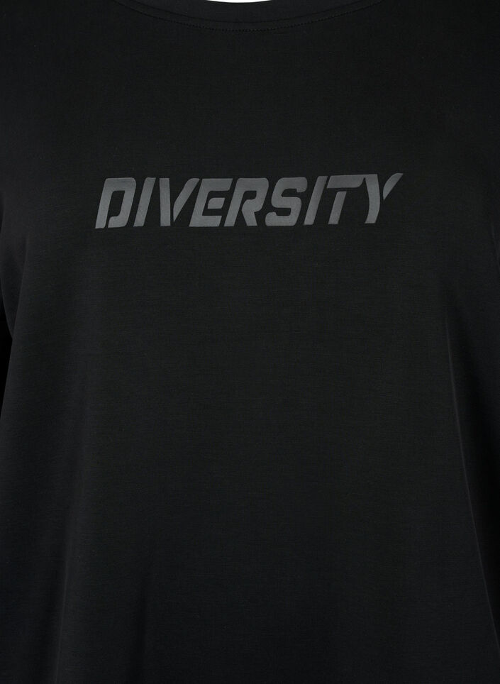 Bluza z mieszanki modalu z tekstowym nadrukiem, Black, Packshot image number 2