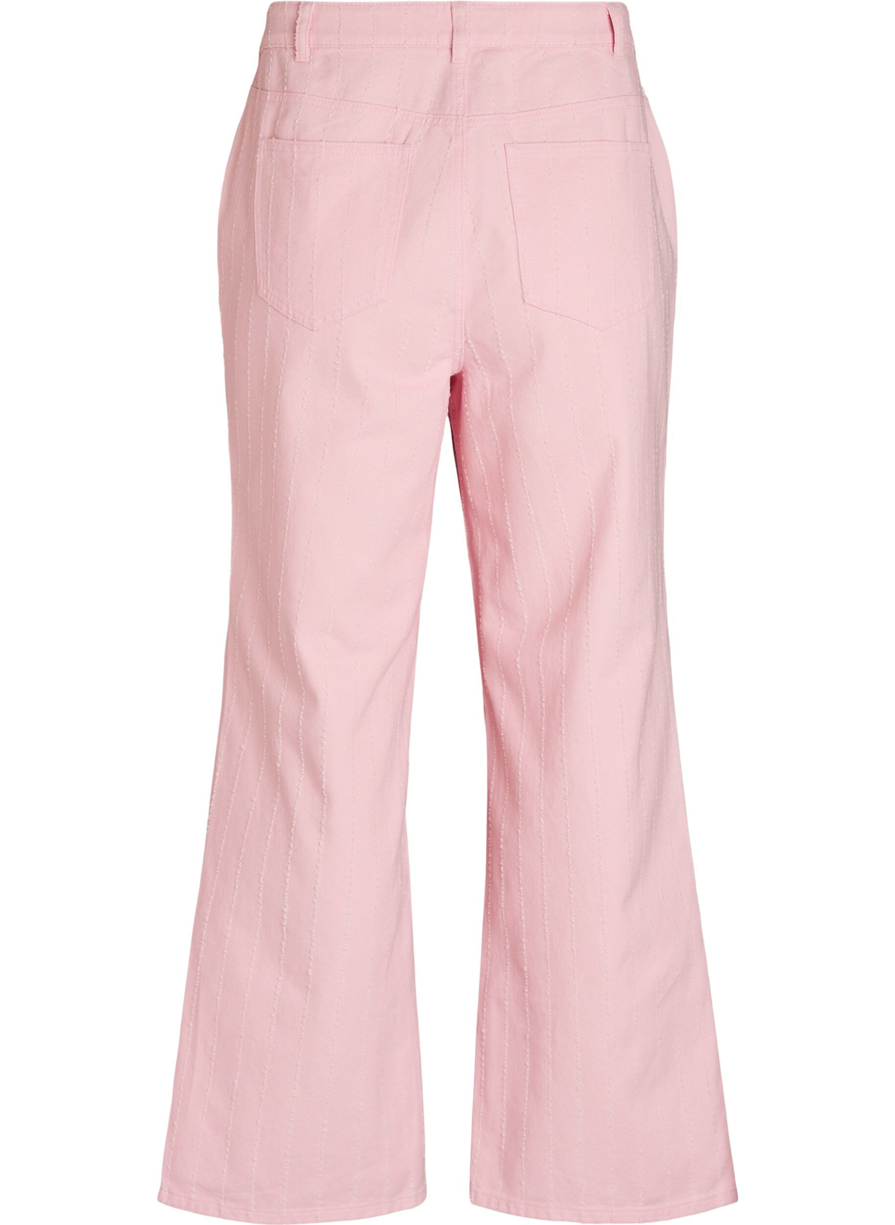 Zizzi Jeansy Myra z kolorowego denimu, o szerokim kroju i fakturowanym wzorze, R&oacute;żowy, Packshot image number 1