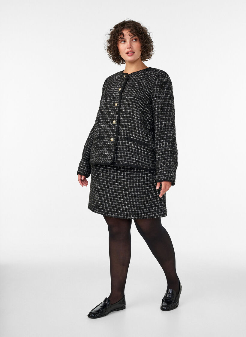 Kurtka z boucle ze zlotymi guziki, Czarne, Model image number 1