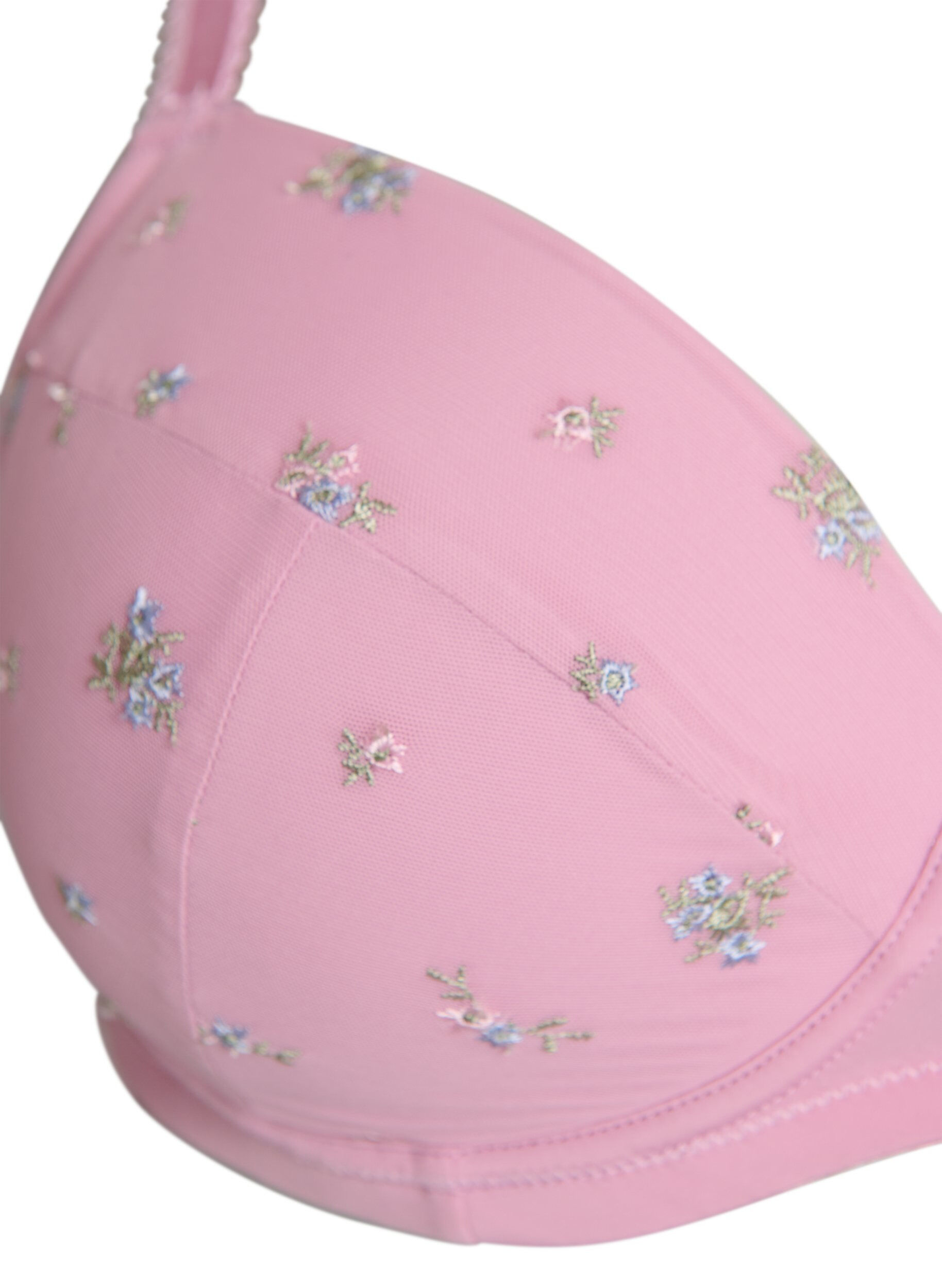 Zizzi Biustonosz z podszewka, siateczka i kwiatowym haftem, R&oacute;żowy, Packshot image number 2