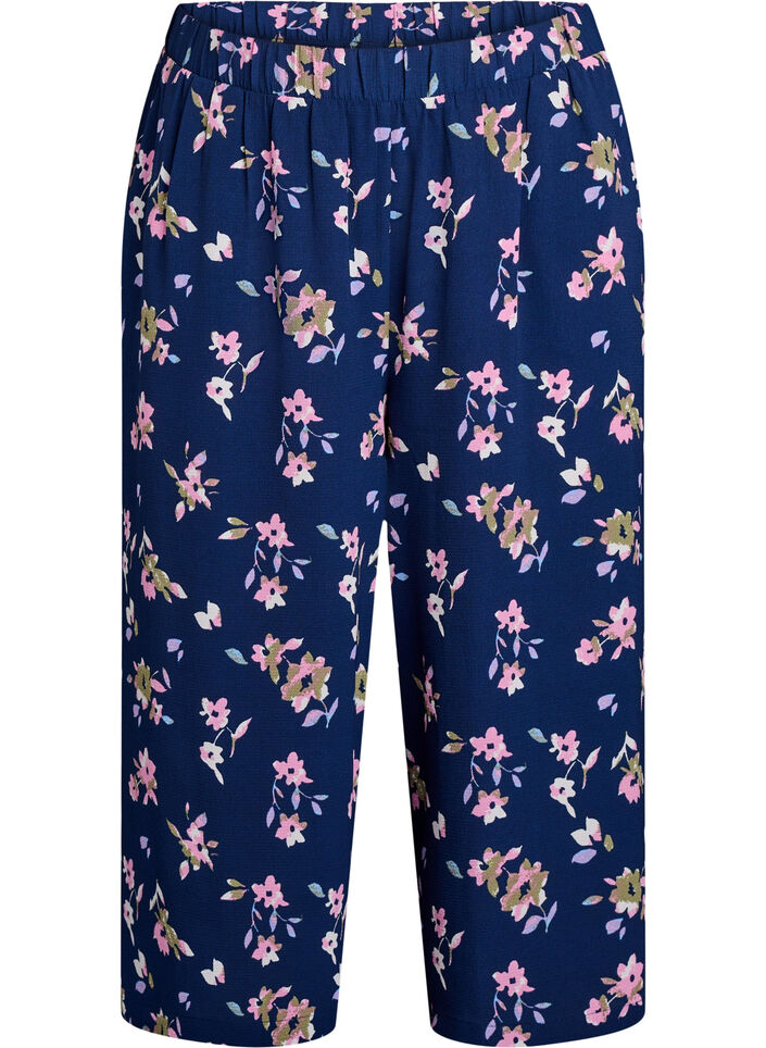 Spodnie culotte z nadrukiem, Niebieskie, Packshot image number 0