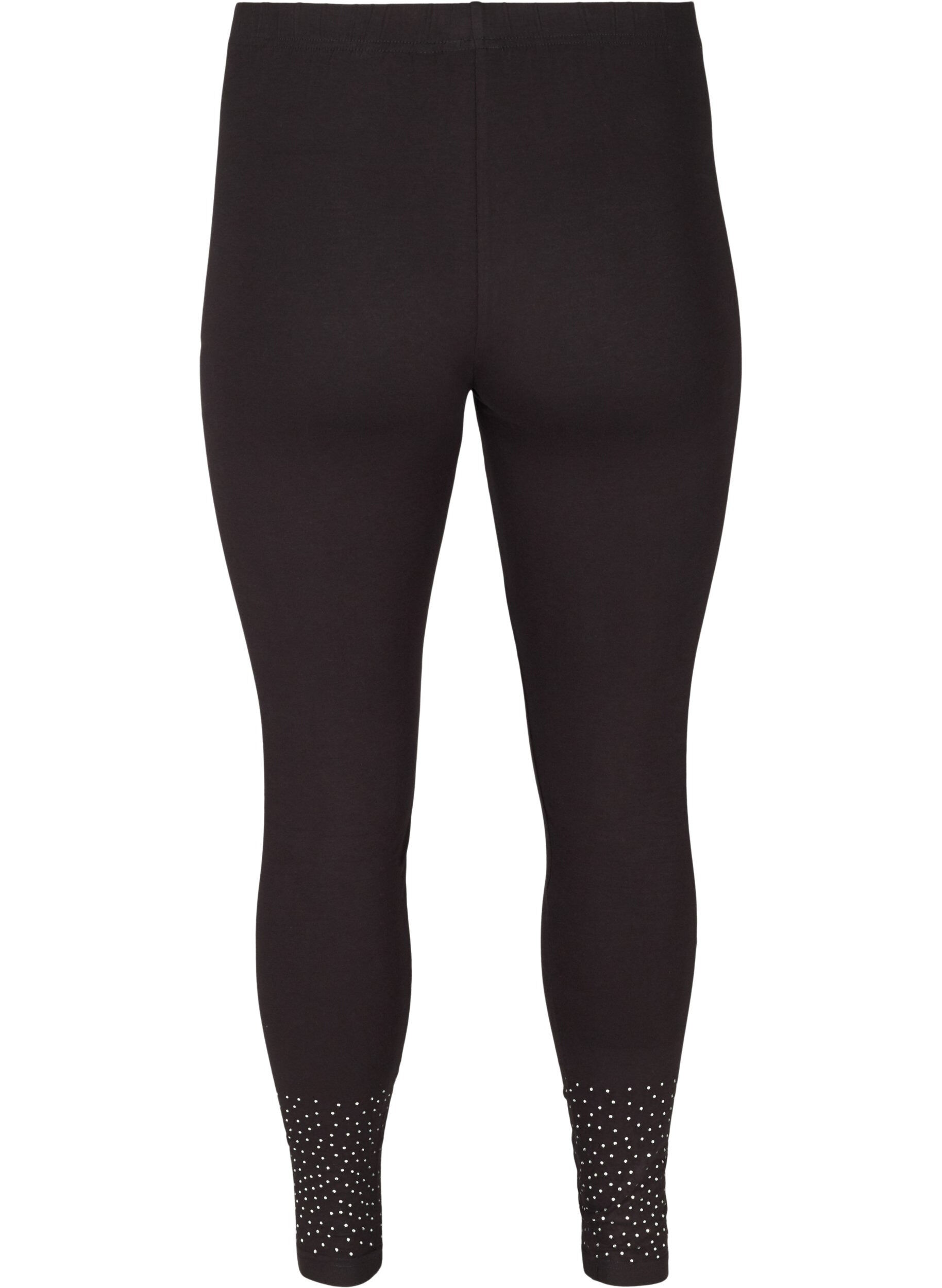 Zizzi Viscose blend leggings with decorative rhinestones, Black, Packshot image number 1
