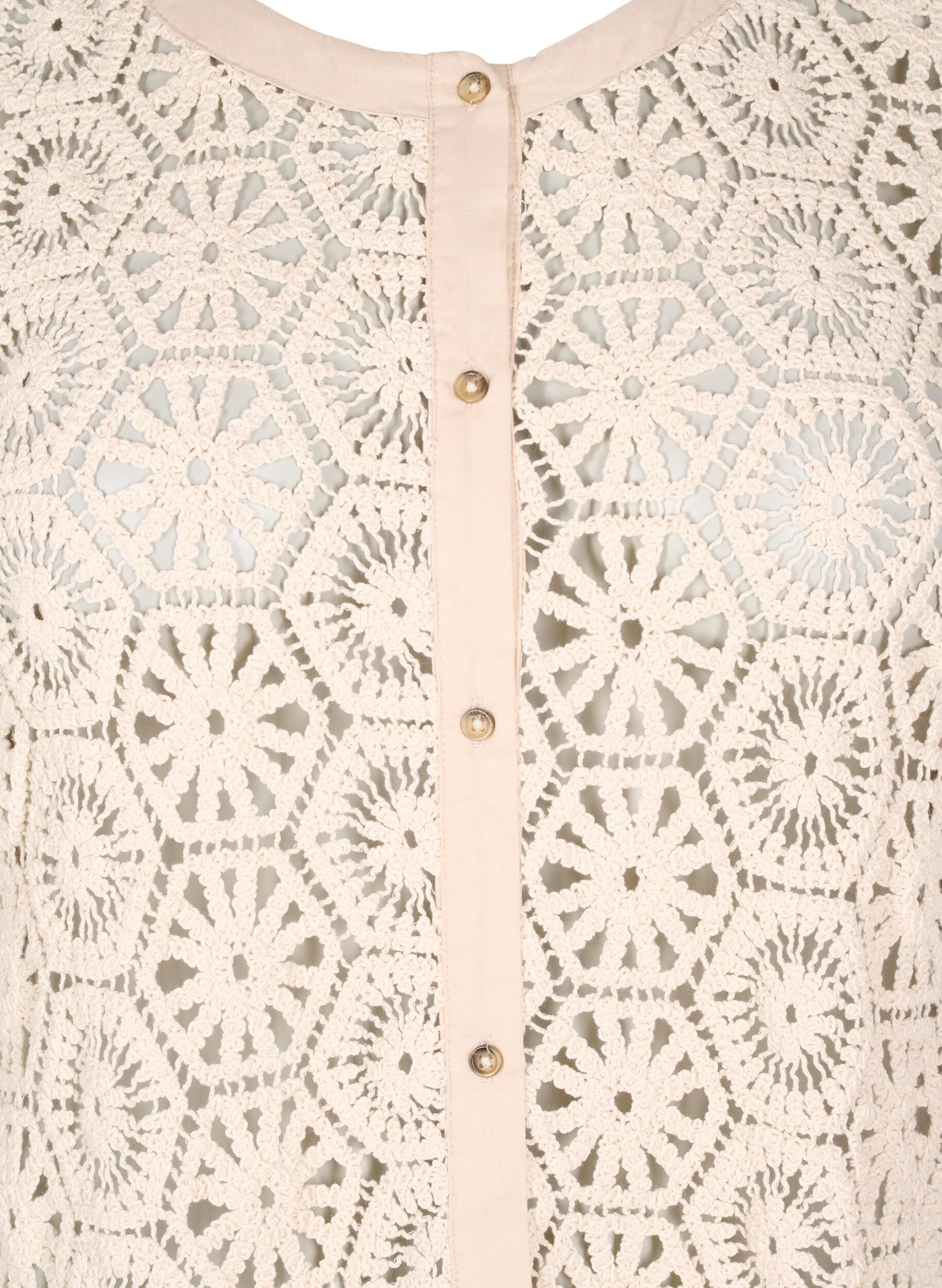 Zizzi Szydelkowy kardigan z kr&oacute;tkim rekawem, Beżowy, Packshot image number 2