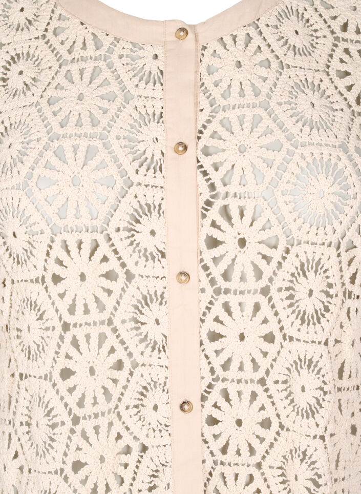 Szydelkowy kardigan z krótkim rekawem, Beżowy, Packshot image number 2