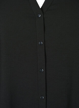 Bluzka koszulowa z rekawami 3/4 i kolnierzem z falbanami, Black, Packshot image number 2