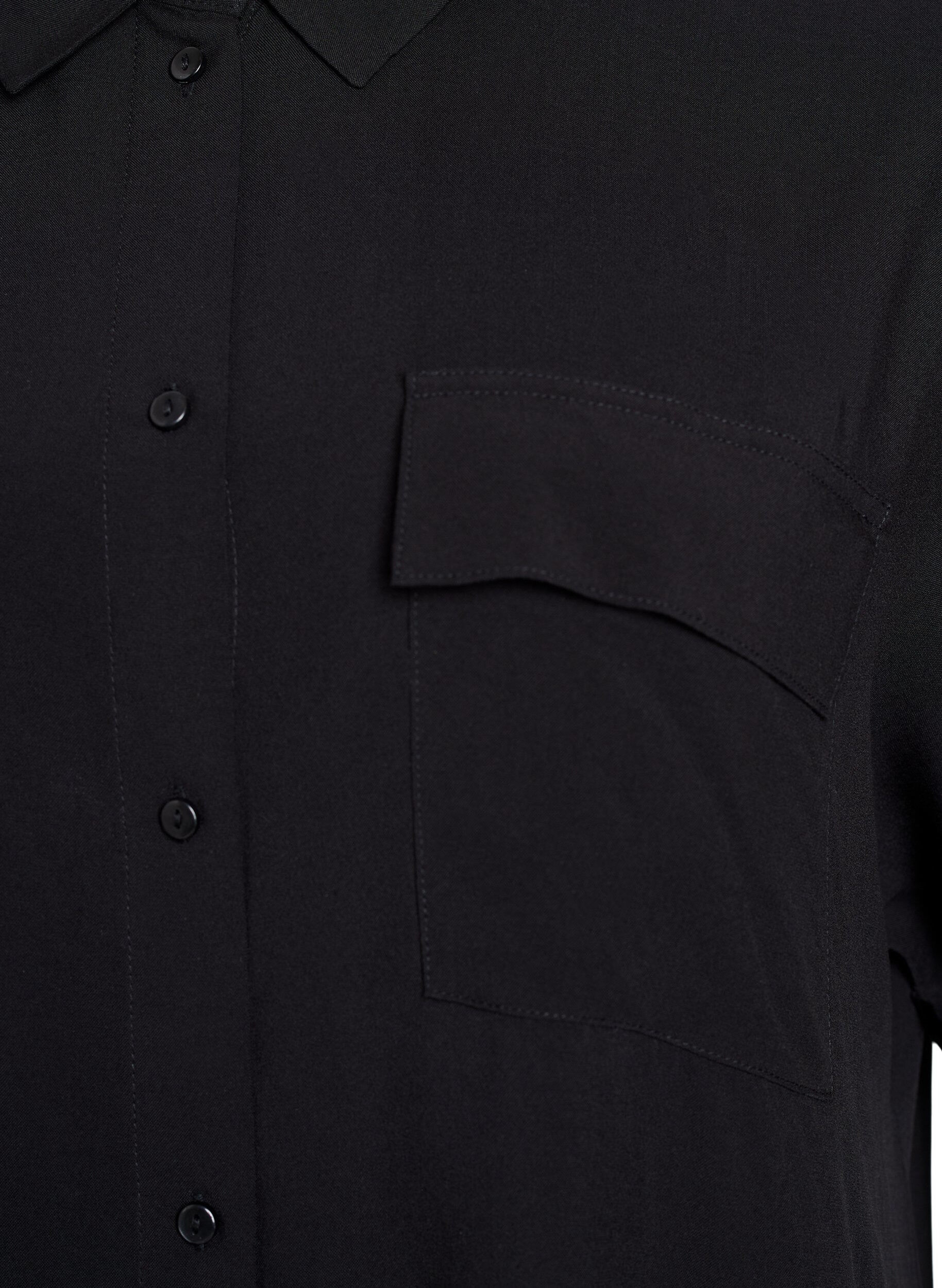 Zizzi Dluga koszulowa sukienka z kr&oacute;tkim rekawem, Czarne, Packshot image number 2