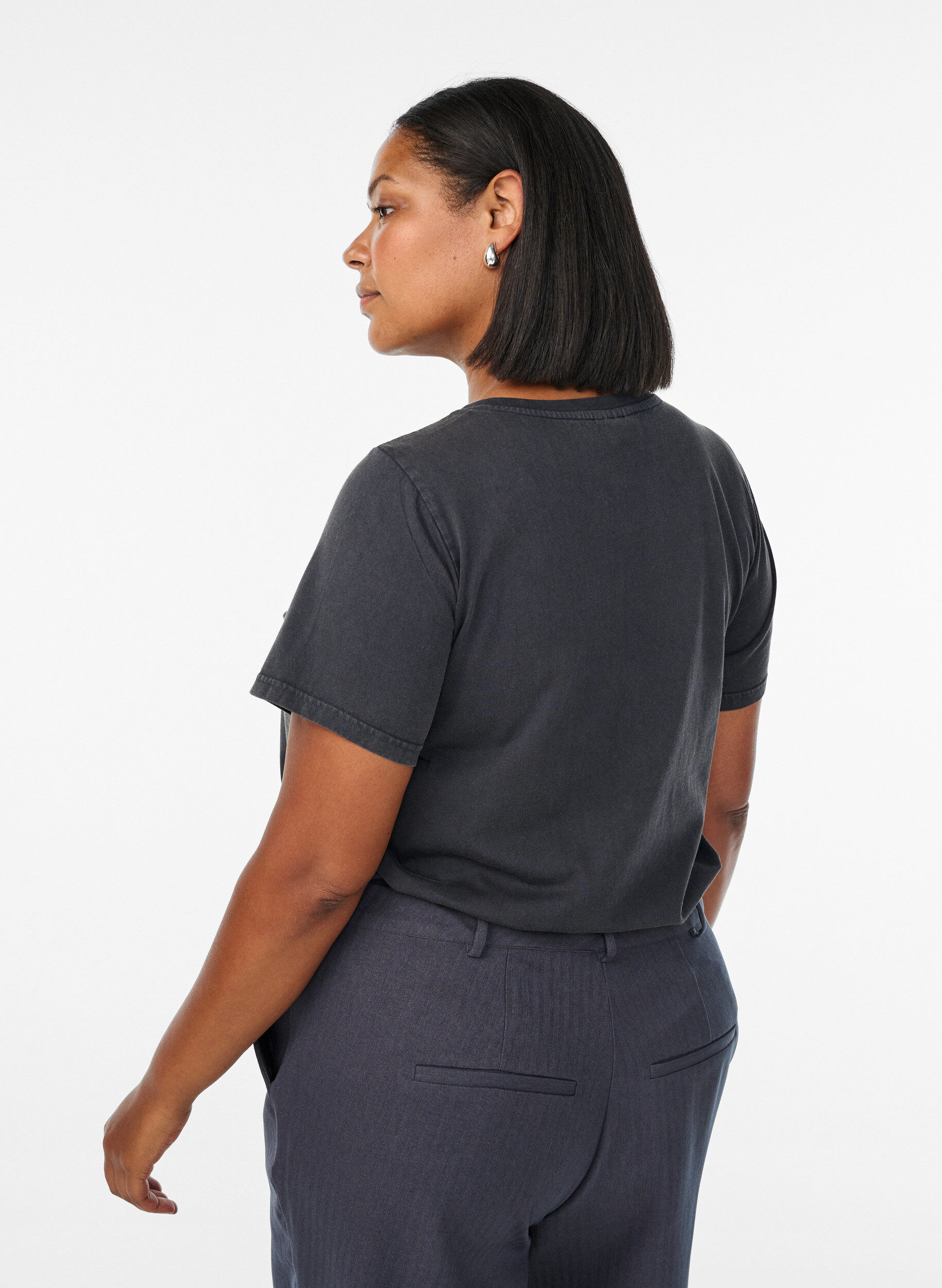 Zizzi Koszulka z bawelny organicznej o spranym wygladzie, Szary, Model image number 2