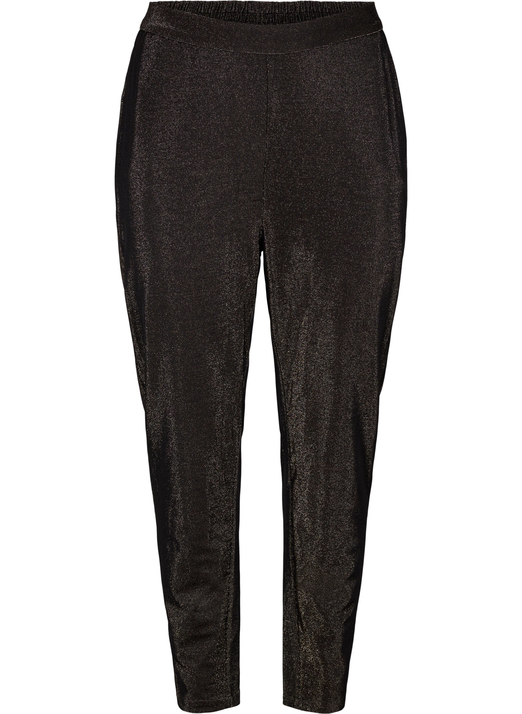 Zizzi Maddison pants with glitter, Black w. Lurex, Packshot image number 0