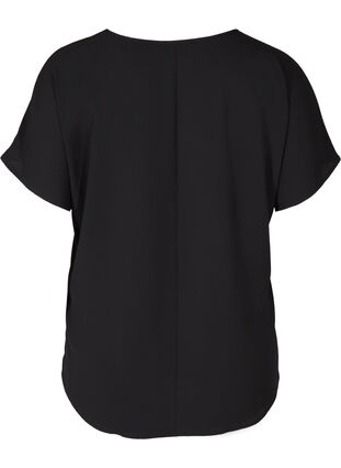 Bluzka z krótkim rekawem i okraglym dekoltem, Black, Packshot image number 1