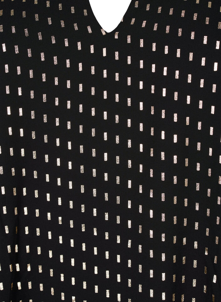 Sukienka z dlugimi rekawami i foliowym nadrukiem, Black w. Gold, Packshot image number 2