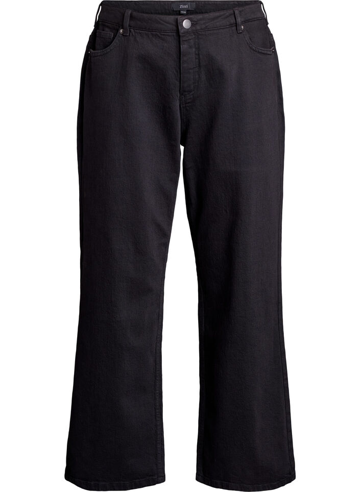 Jeansy z szerokimi nogawkami i wysokim stanem, Czarne, Packshot image number 0