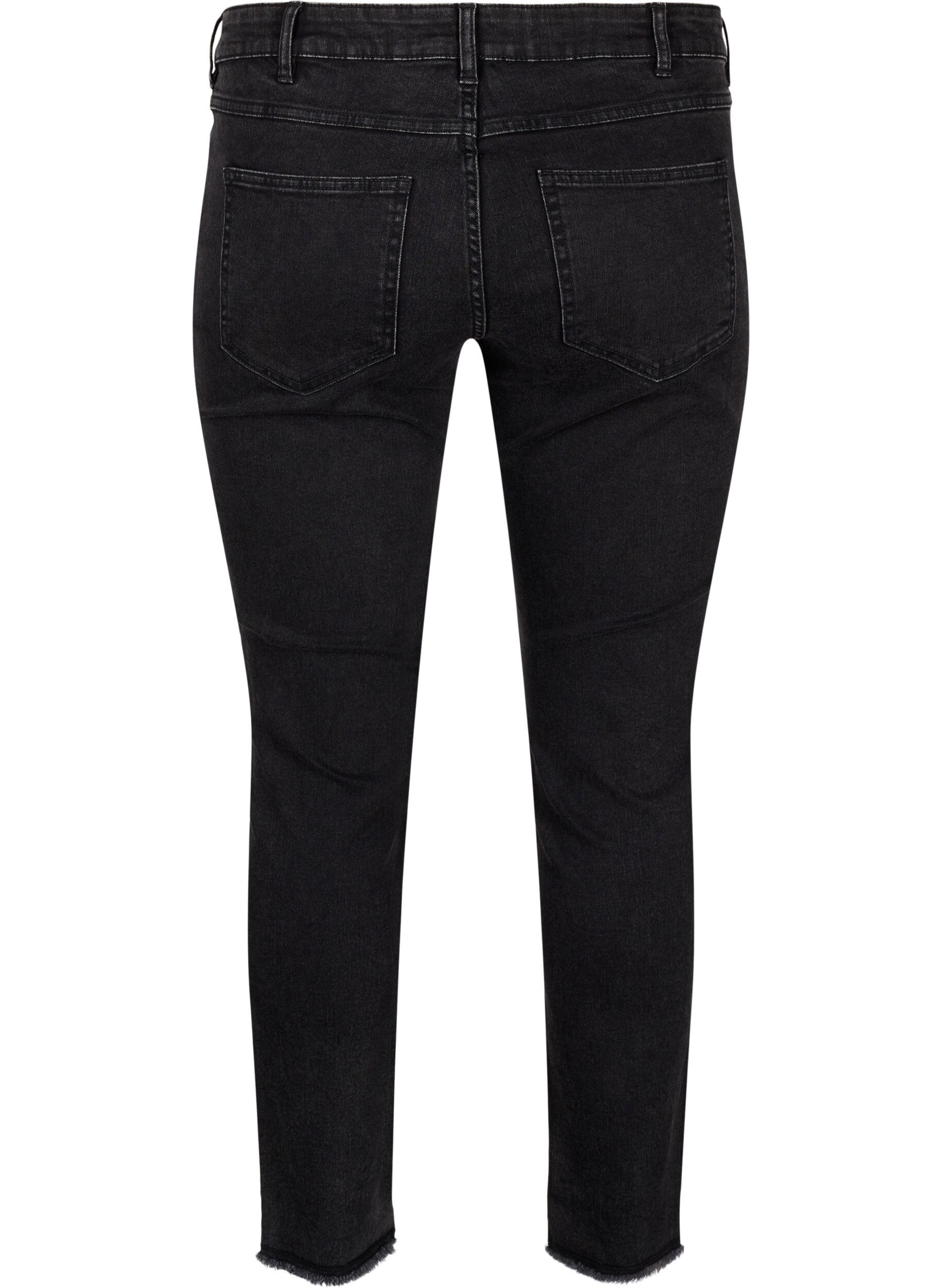 Zizzi Jeansy Emily nad kostke z postrzepionym brzegiem, Dark Grey Denim, Packshot image number 1