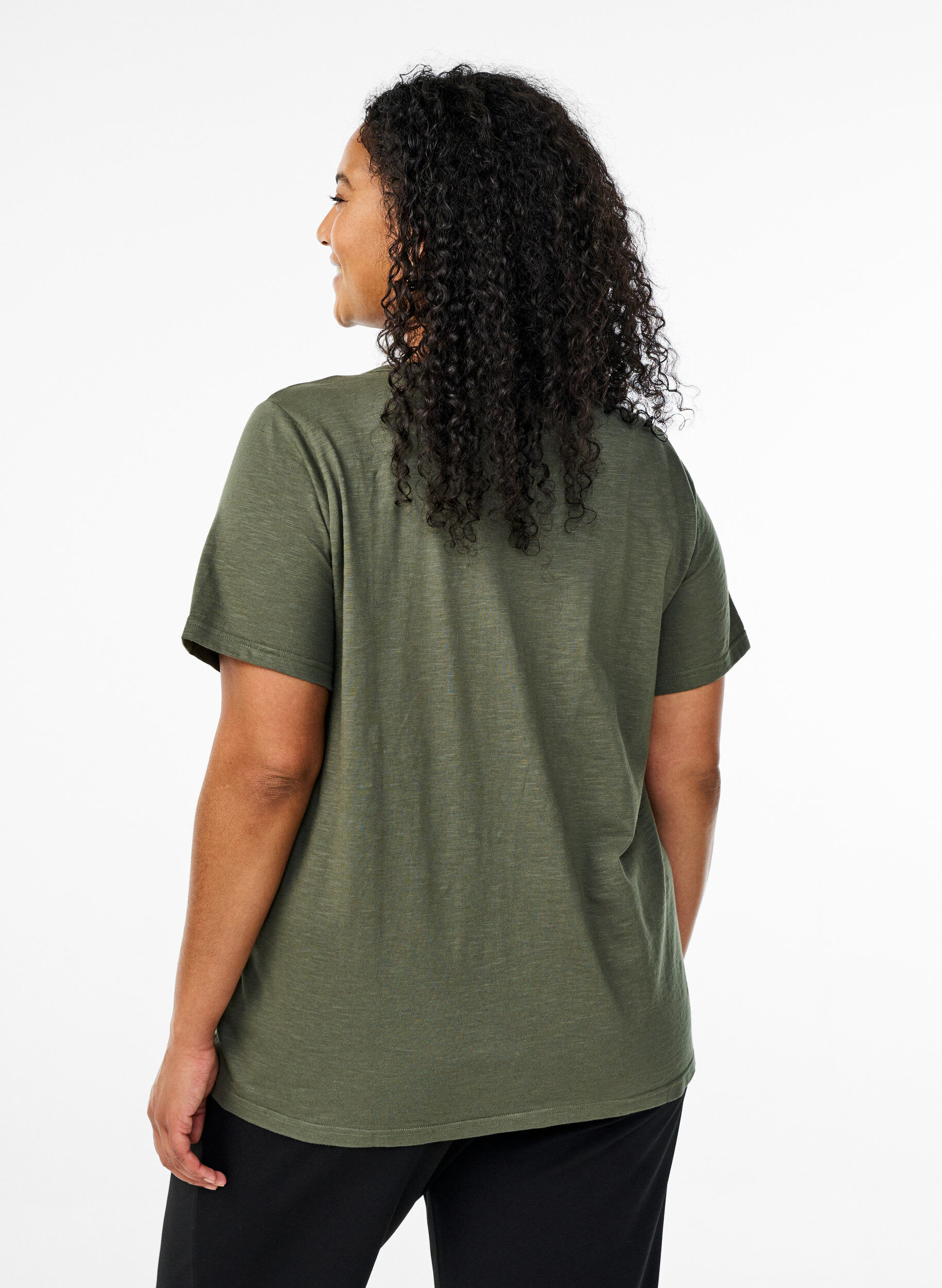 ZizziT-shirt z guzikami, Zielony, Model image number 2