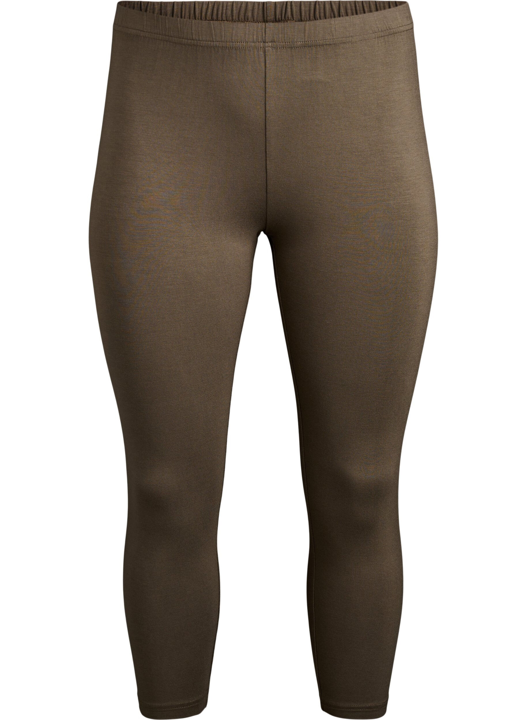 Zizzi Legginsy 3/4 typu basic z wiskozy, Zielony, Packshot image number 0