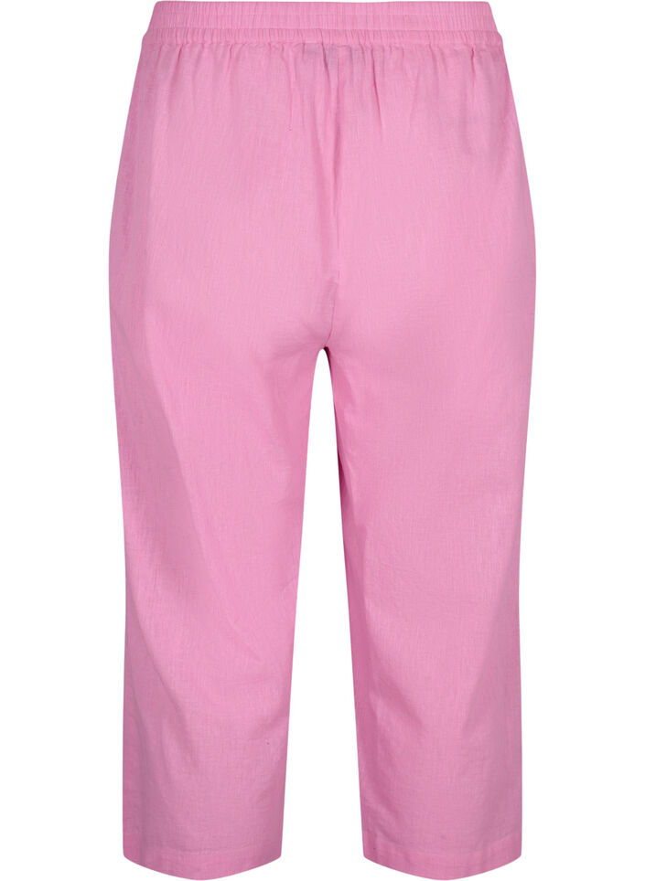 Spodnie o dlugosci 7/8 z mieszanki bawelny z lnem, Rosebloom, Packshot image number 1