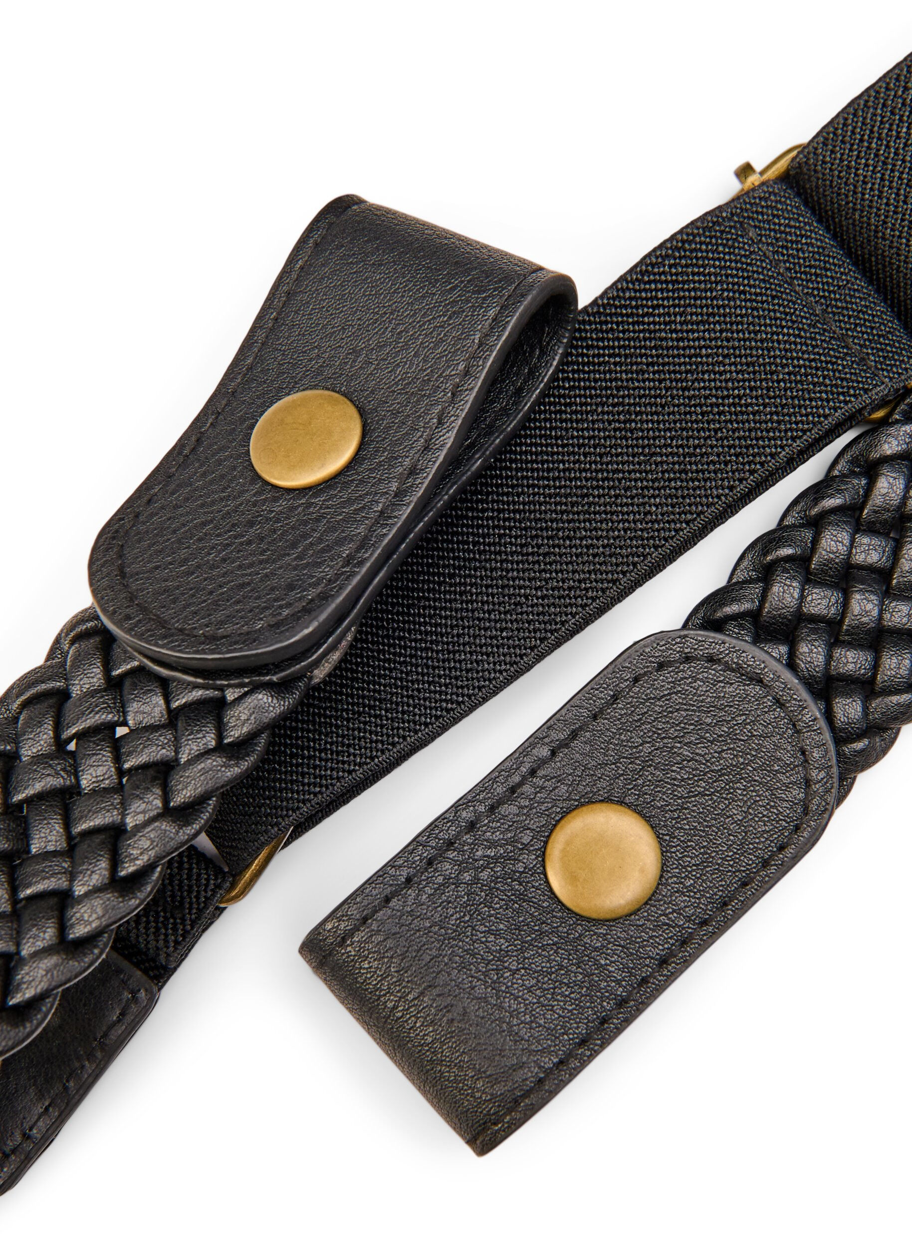 ZizziElastyczny pleciony pasek, Czarne, Packshot image number 2