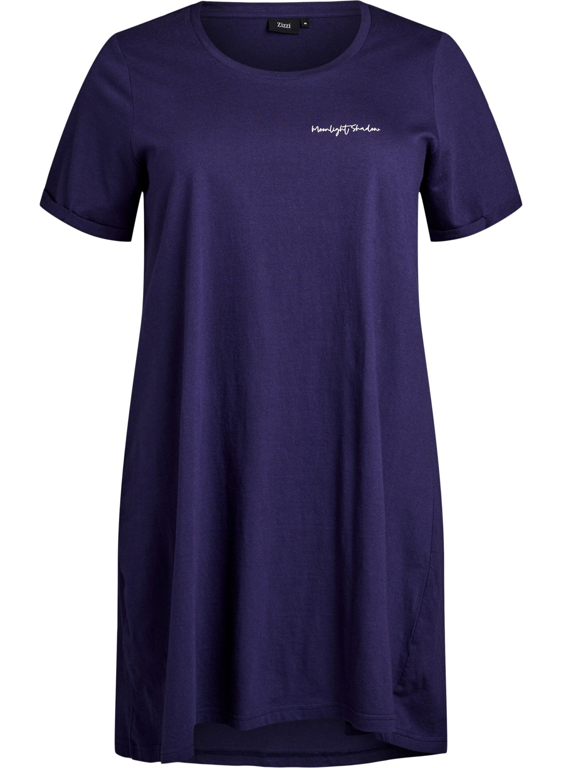 Zizzi Dlugi t-shirt do spania z bawelny organicznej z nadrukiem, Niebieskie, Packshot image number 0