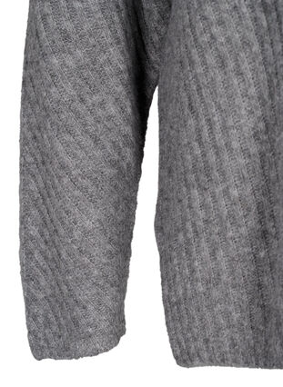 Dzianinowy sweter z rozcieciem, Light Grey Melange, Packshot image number 3