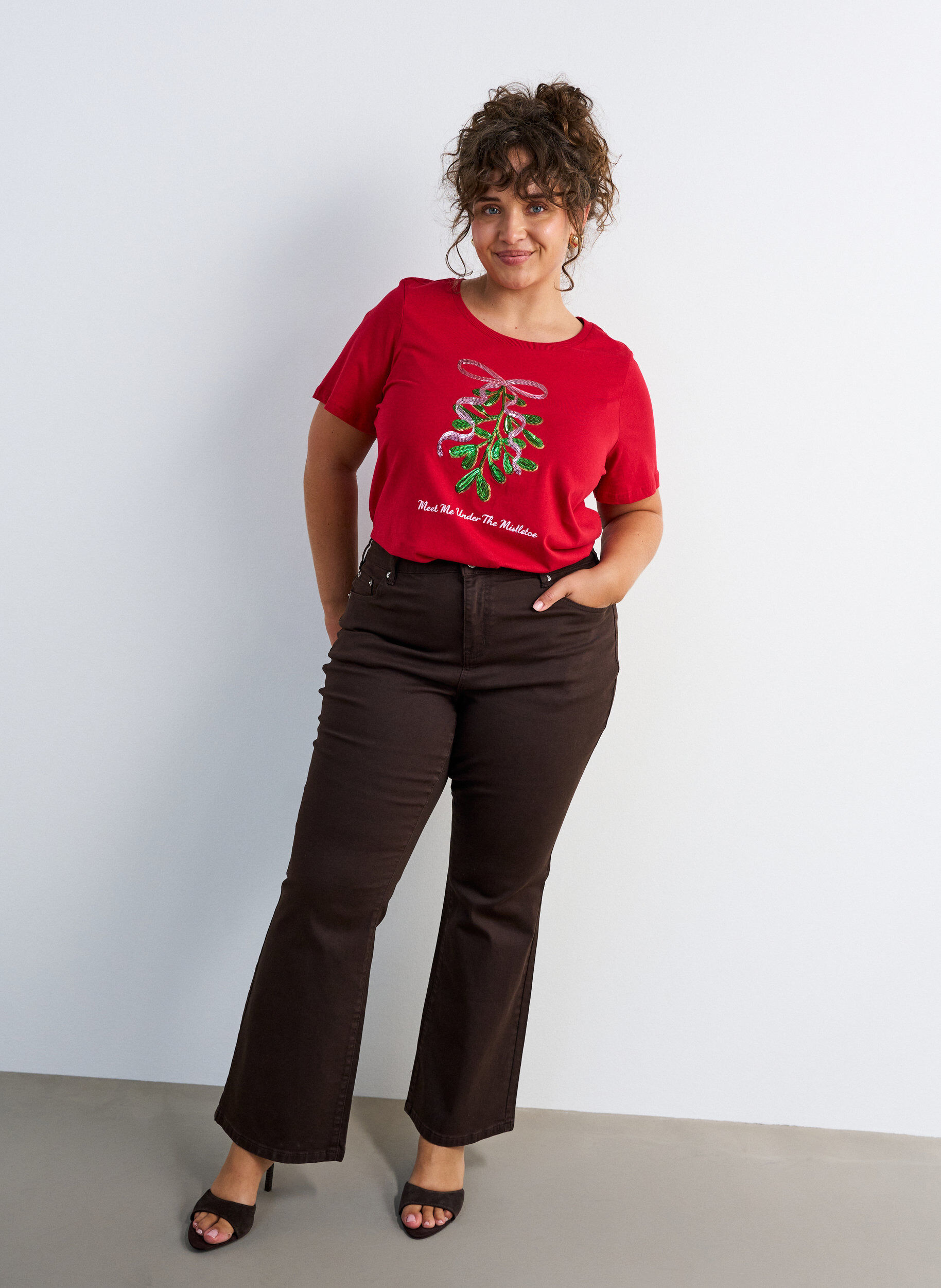 ZizziKoszulka swiateczna z bawelny organicznej, Czerwony, Model image number 1