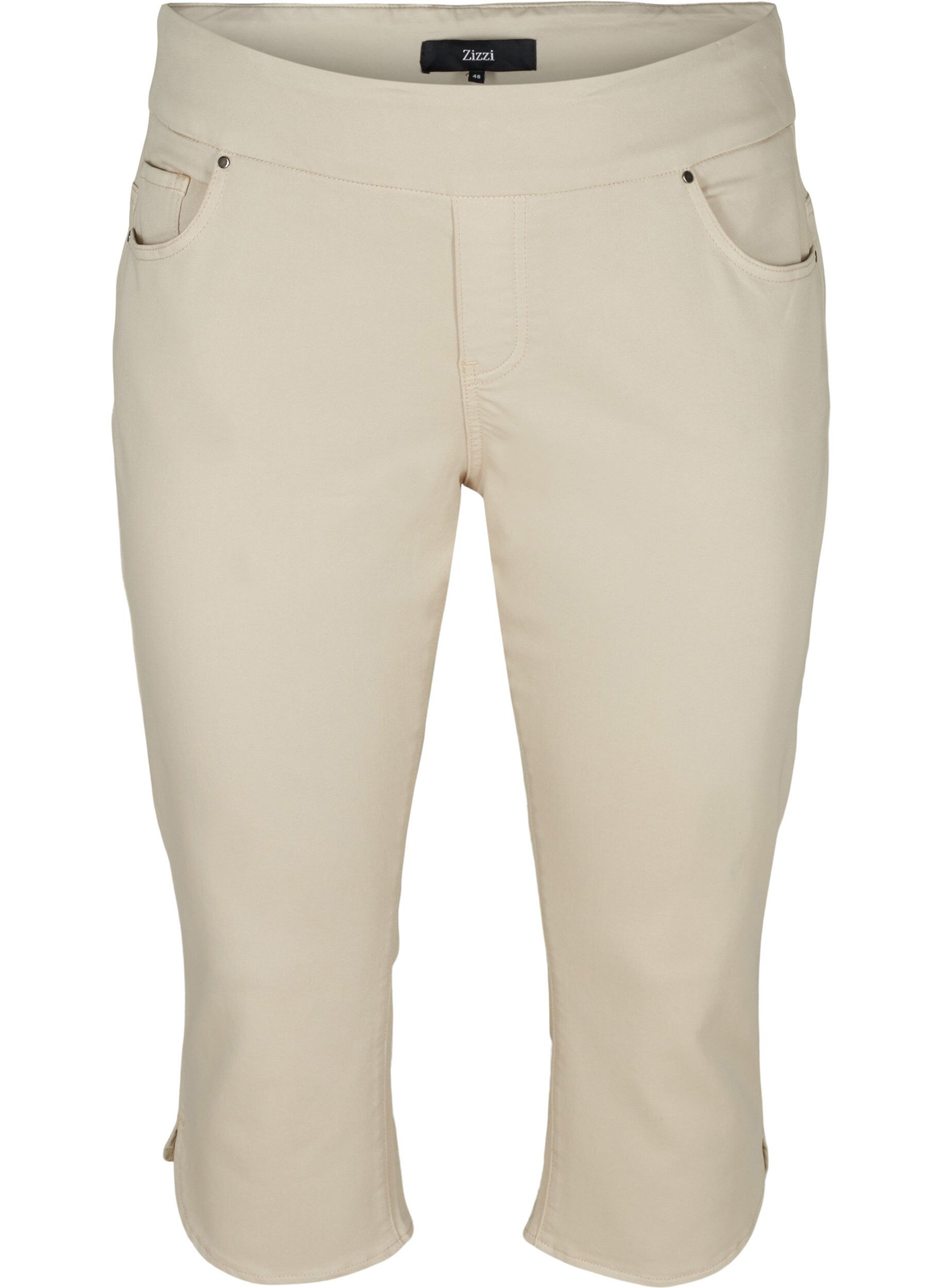 Zizzi Dopasowane spodnie capri z mieszanki bawelny, Rainy Day, Packshot image number 0