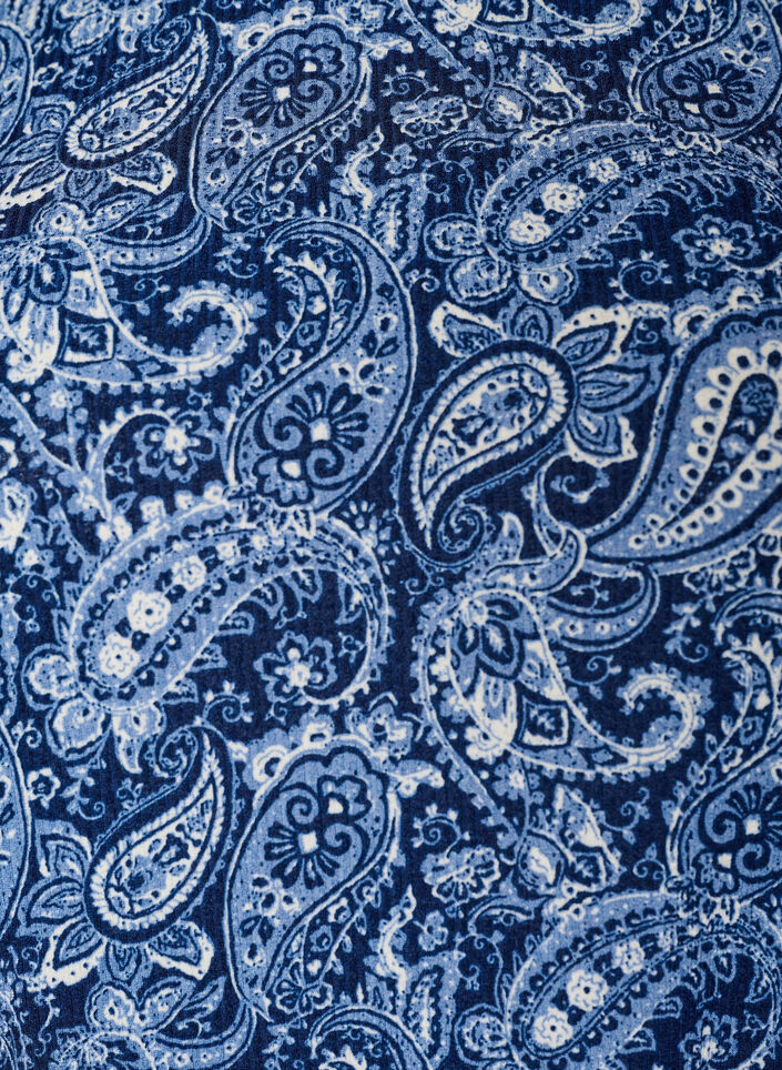 Wzorzysta bluzka z kr&oacute;tkim rekawem, Niebieskie, Packshot image number 2