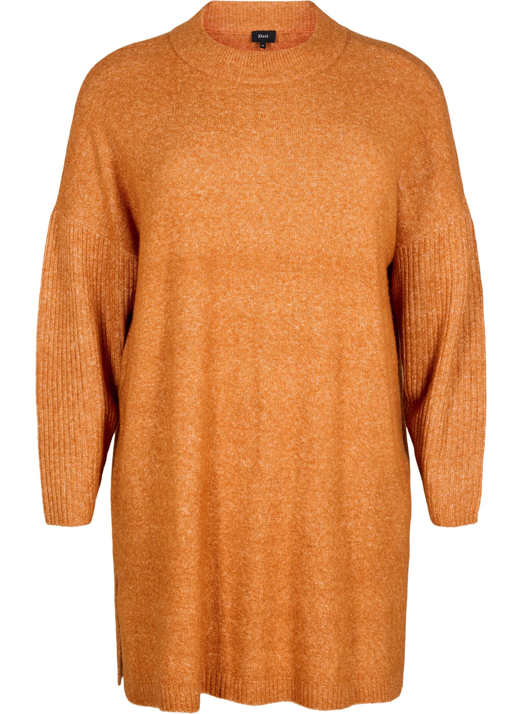 Zizzi Dluga dzianinowa bluzka z dlugimi rekawami, Autumnal Mel., Packshot image number 0