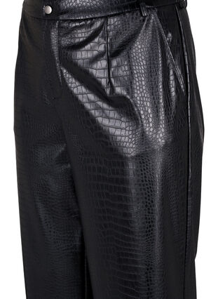 Szerokie spodnie z imitacji skóry, Black, Packshot image number 2