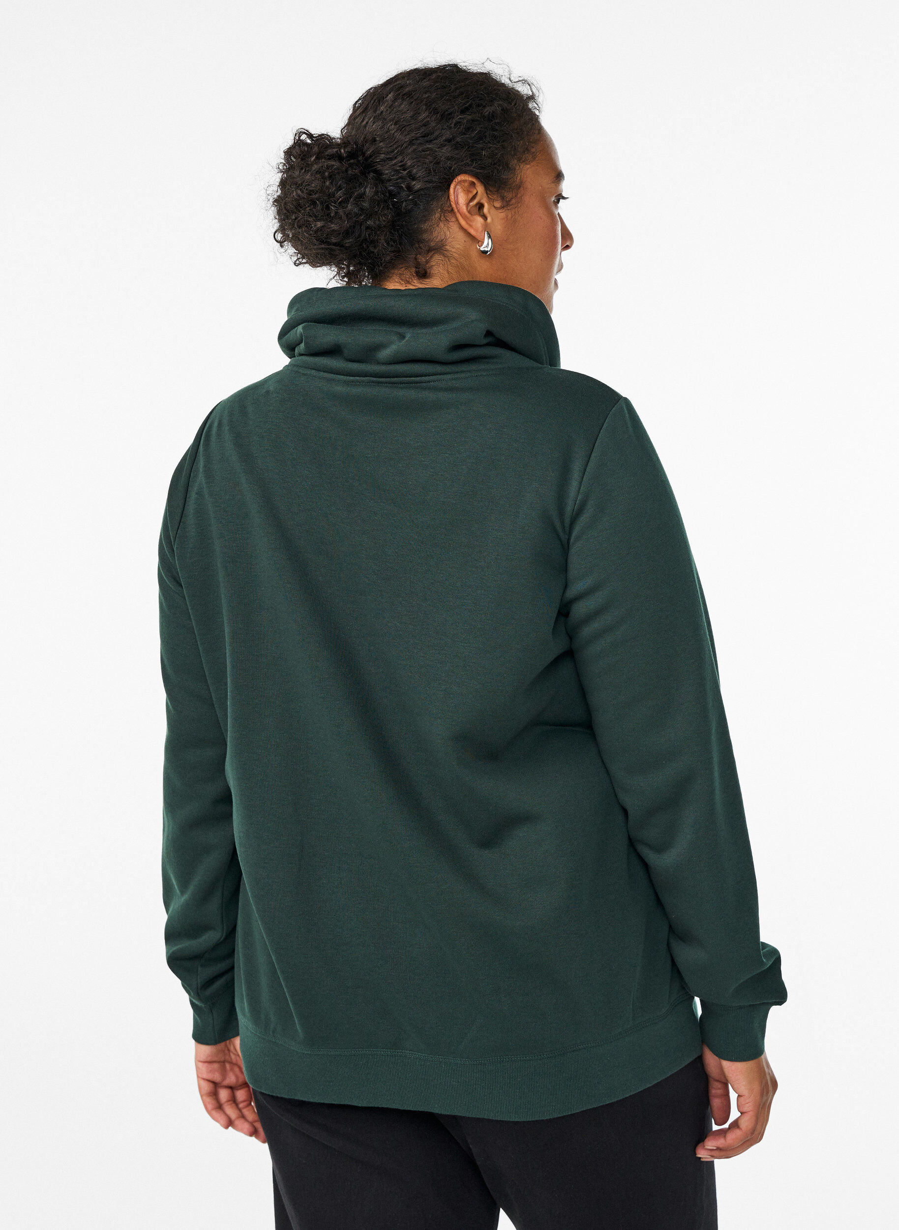 ZizziBluza z wysokim kolnierzem i kieszeniami, Zielony, Model image number 2