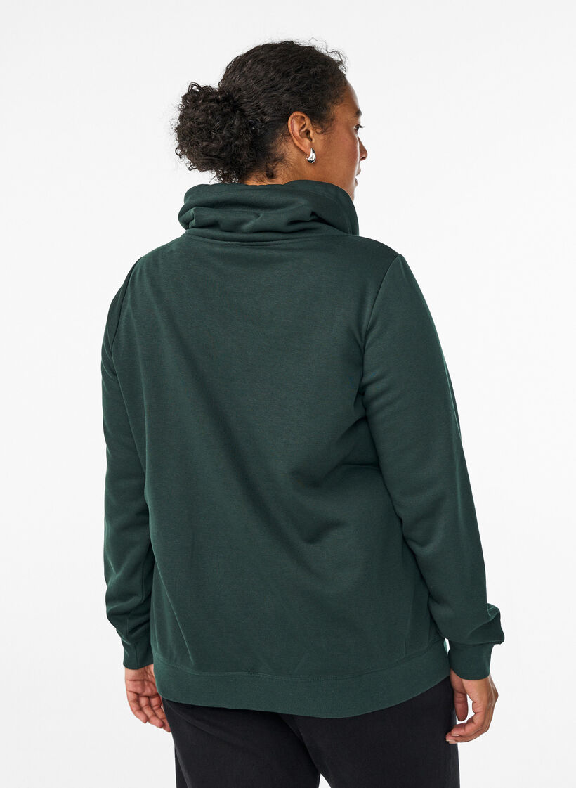 Bluza z wysokim kolnierzem i kieszeniami, Zielony, Model image number 2