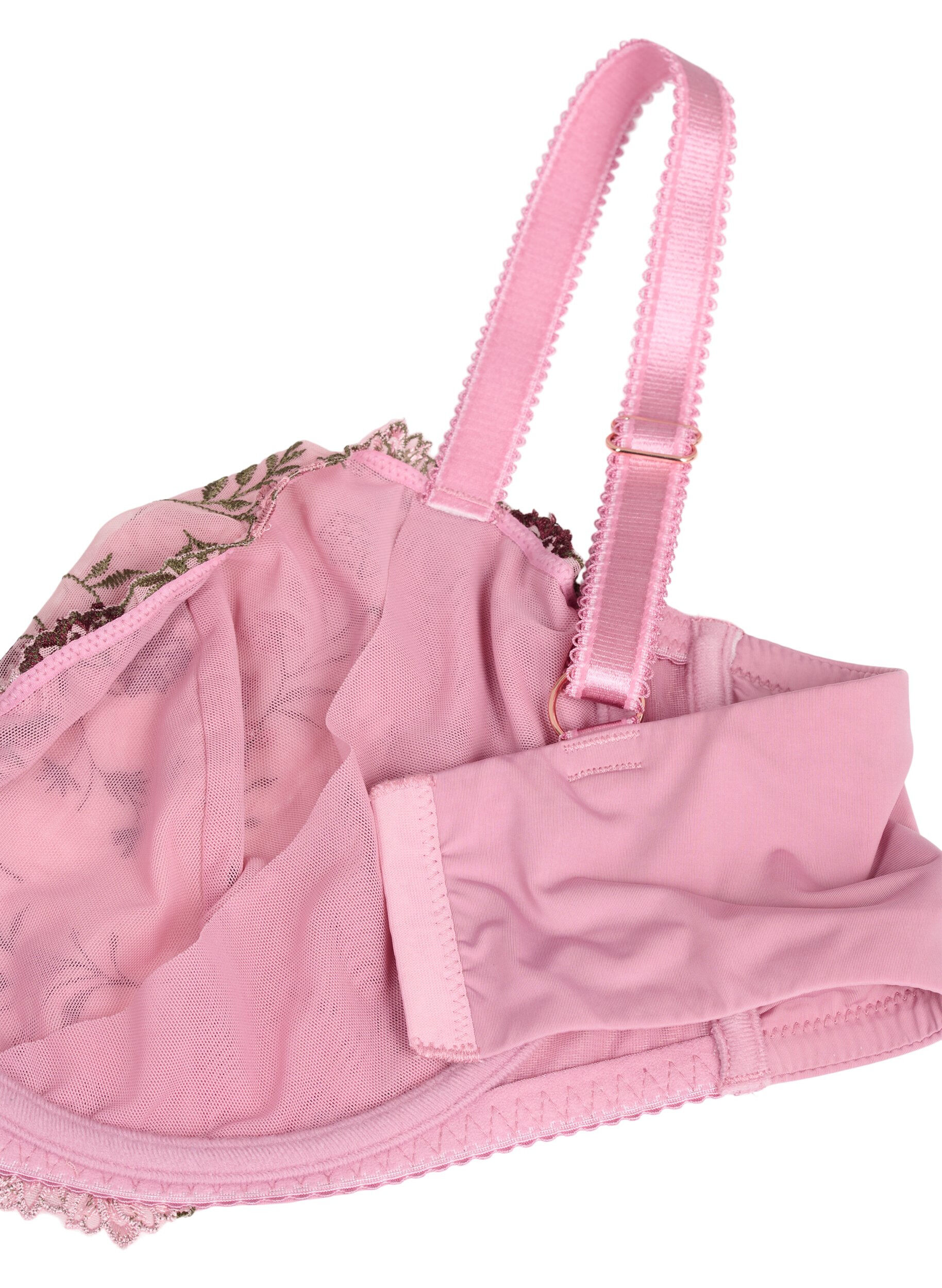 Zizzi Biustonosz balkonetka z haftowanymi kwiatami, R&oacute;żowy, Packshot image number 3