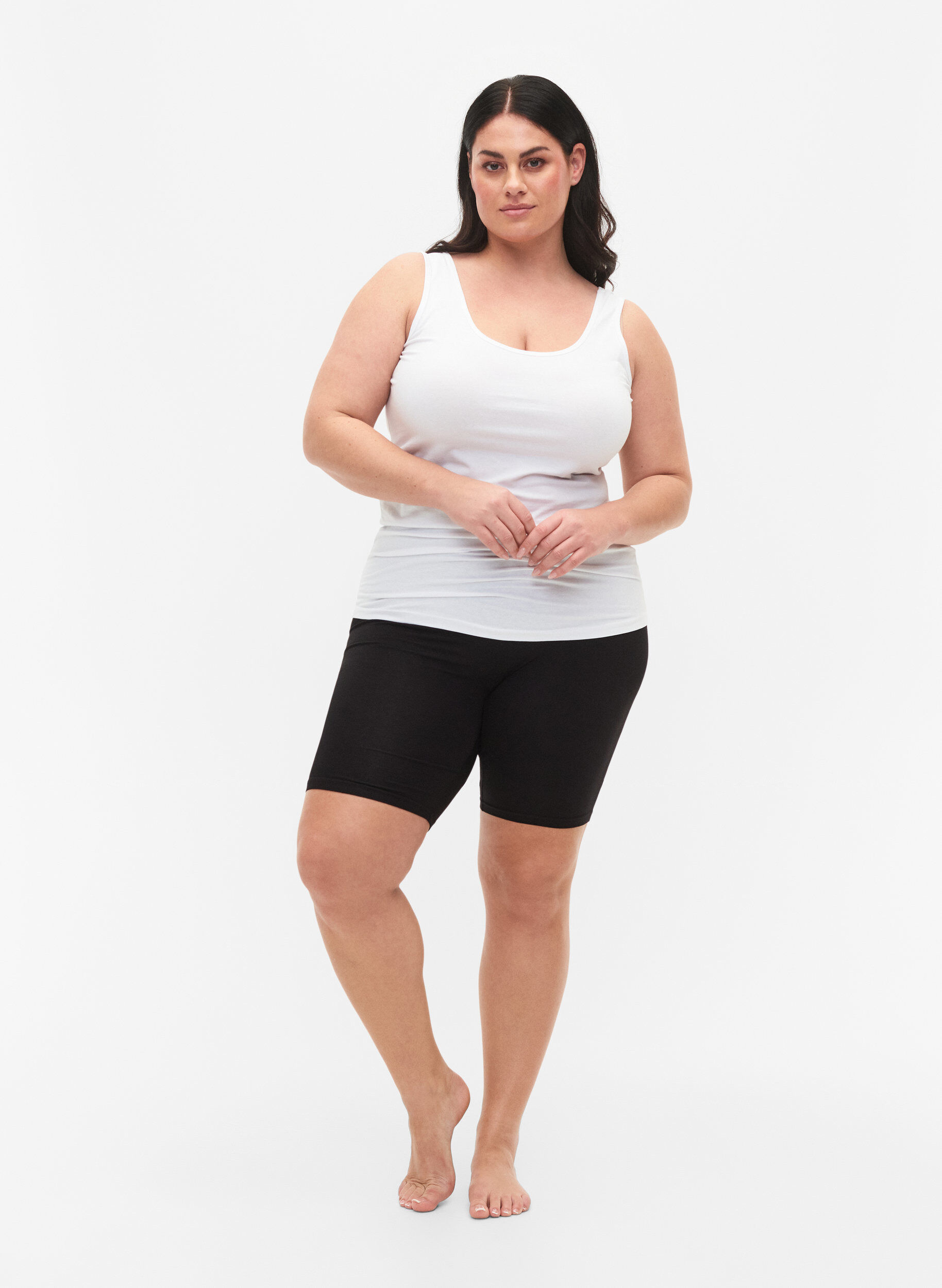Zizzi Wiskozowe szorty rowerowe 2-pack, Czarne, Model image number 1