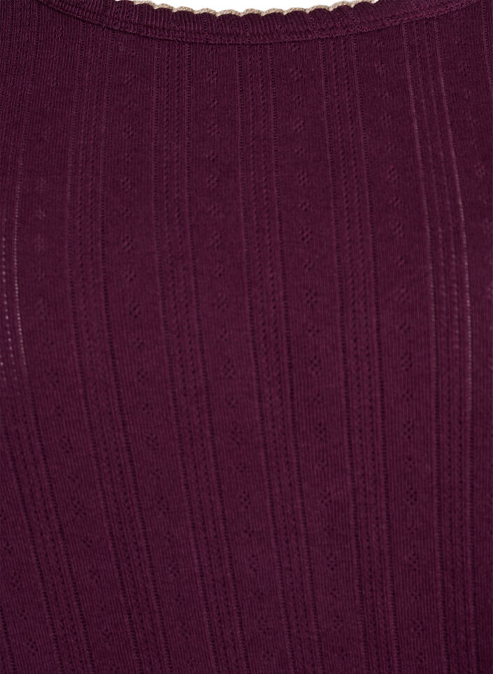 Bawelna organiczna pizamowa bluzka z haftem przelotowym, Ciemnobordowy, Packshot image number 2