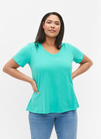 Podstawowa, gladka bawelniana koszulka, Aqua Green, Model