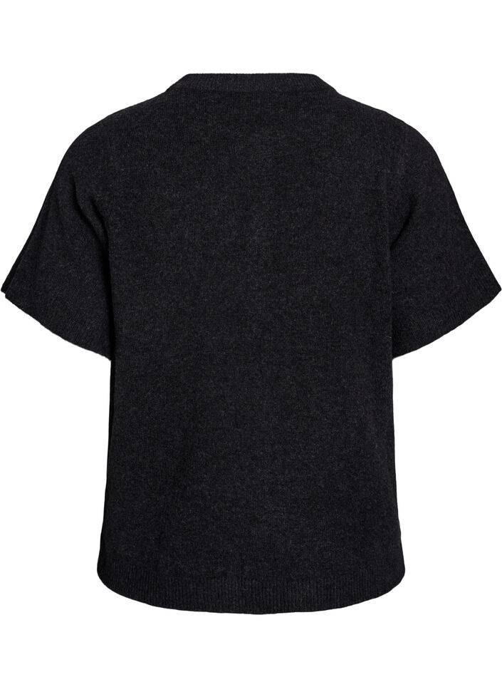 Dzianinowy kardigan z krótkim rekawem, Ciemnoszary, Packshot image number 1