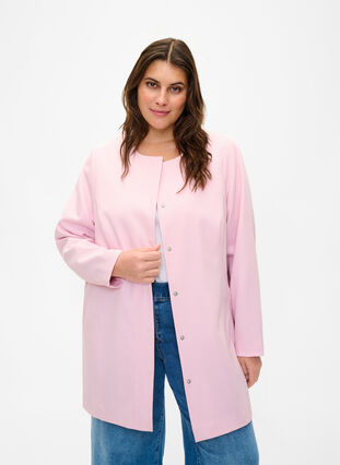 Wiosenna kurtka z ukrytym zapieciem na guziki, Parfait Pink, Model image number 0