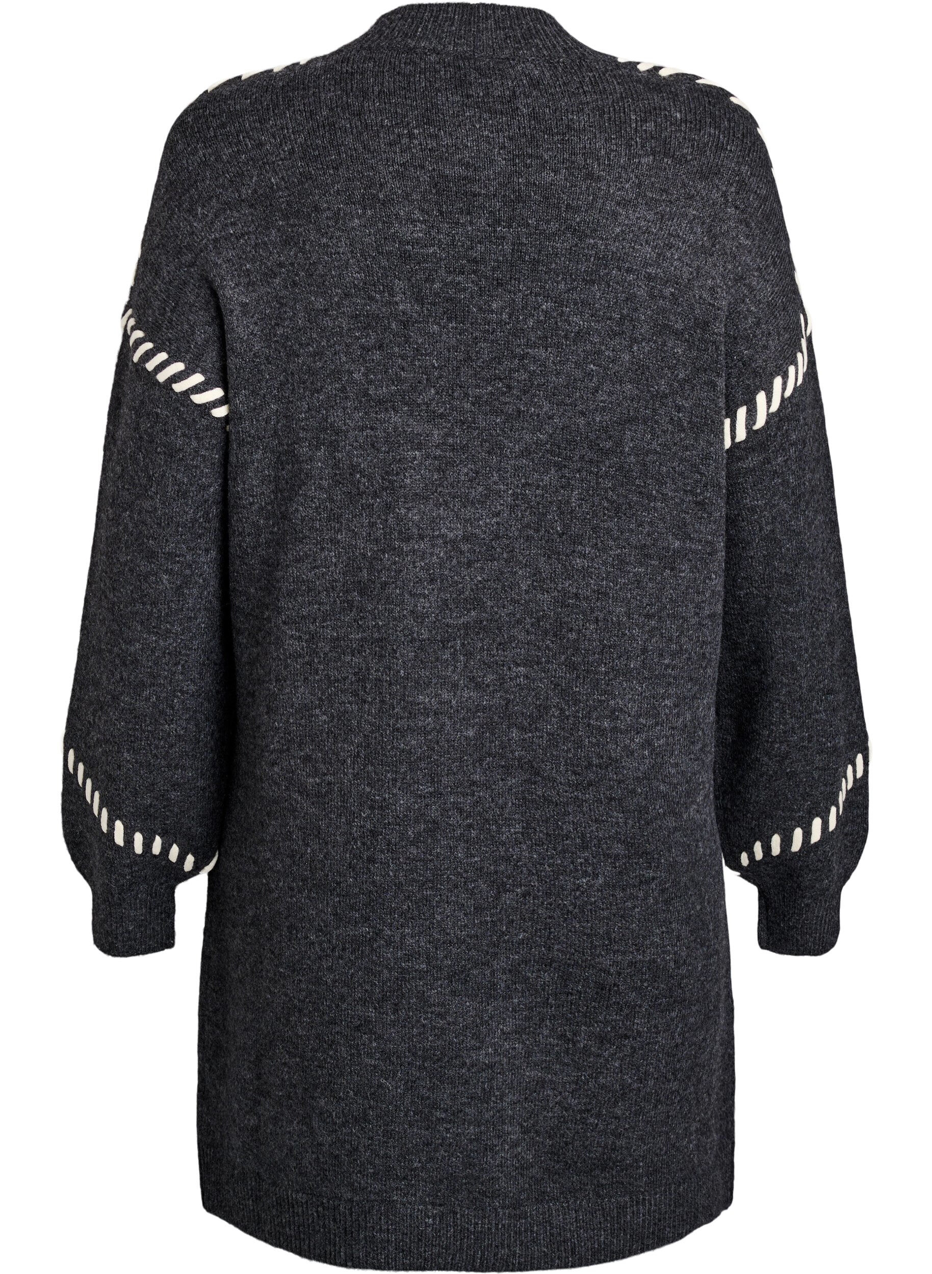 Zizzi Dzianinowa sukienka z kontrastowymi szwami, Ciemnoszary, Packshot image number 1