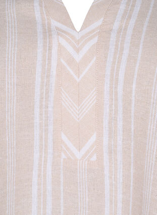 Bluzka w paski wykonana z mieszanki lnu i wiskozy, Beige White Stripe, Packshot image number 2