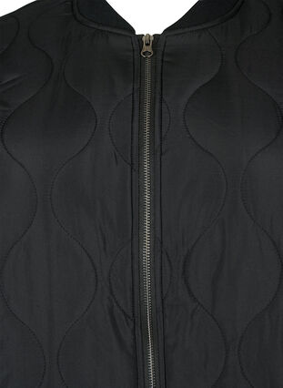 Dluga pikowana kurtka z kieszeniami i suwakiem, Black, Packshot image number 2