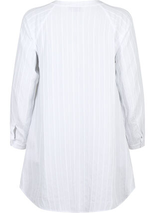 Dluga koszula z wiskozy ze struktura w paski, Bright White, Packshot image number 1