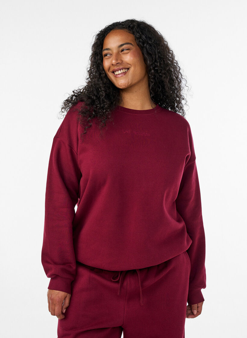 Bluza z nadrukiem tekstowym, Czerwony, Model image number 0