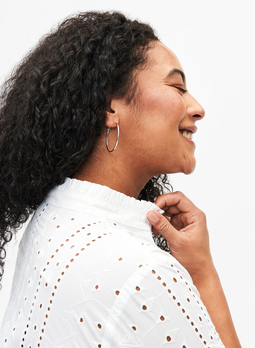 Bawelniana azurowa koszula, Bright White, Model image number 2