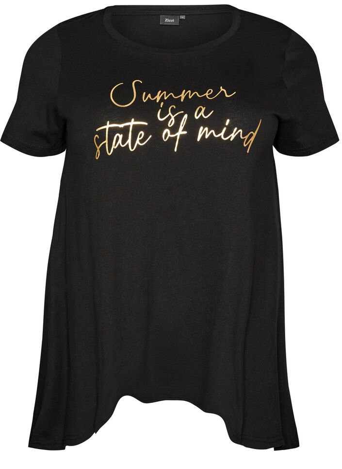 Koszulka w ksztalcie trapezu z okraglym dekoltem, Czarne, Packshot image number 0