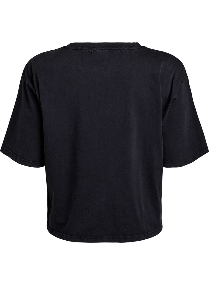 Koszulka w stylu boxy z perlami i krysztalkami, Ciemnoszary, Packshot image number 1