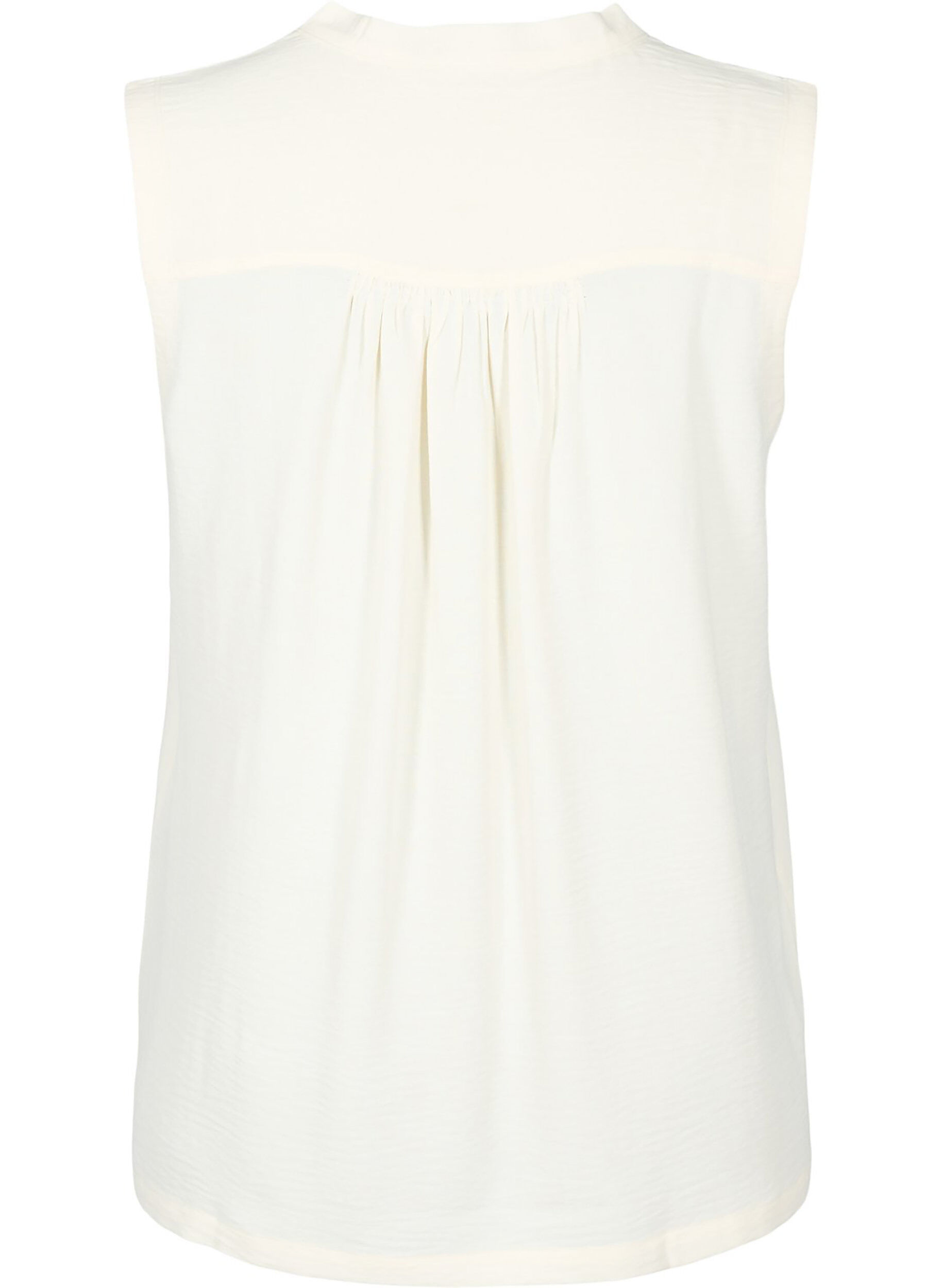 Zizzi Top bez rekaw&oacute;w z marszczeniami, Biały, Packshot image number 1