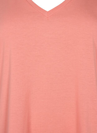 T-shirt z krótkim rekawem i dekoltem w szpic, Bright Coral, Packshot image number 2