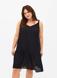 Wiskozowa letnia sukienka na ramiaczkach, Black, Model