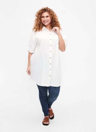 Koszula z krótkim rekawem i guzikami, Off-White, Model image number 2
