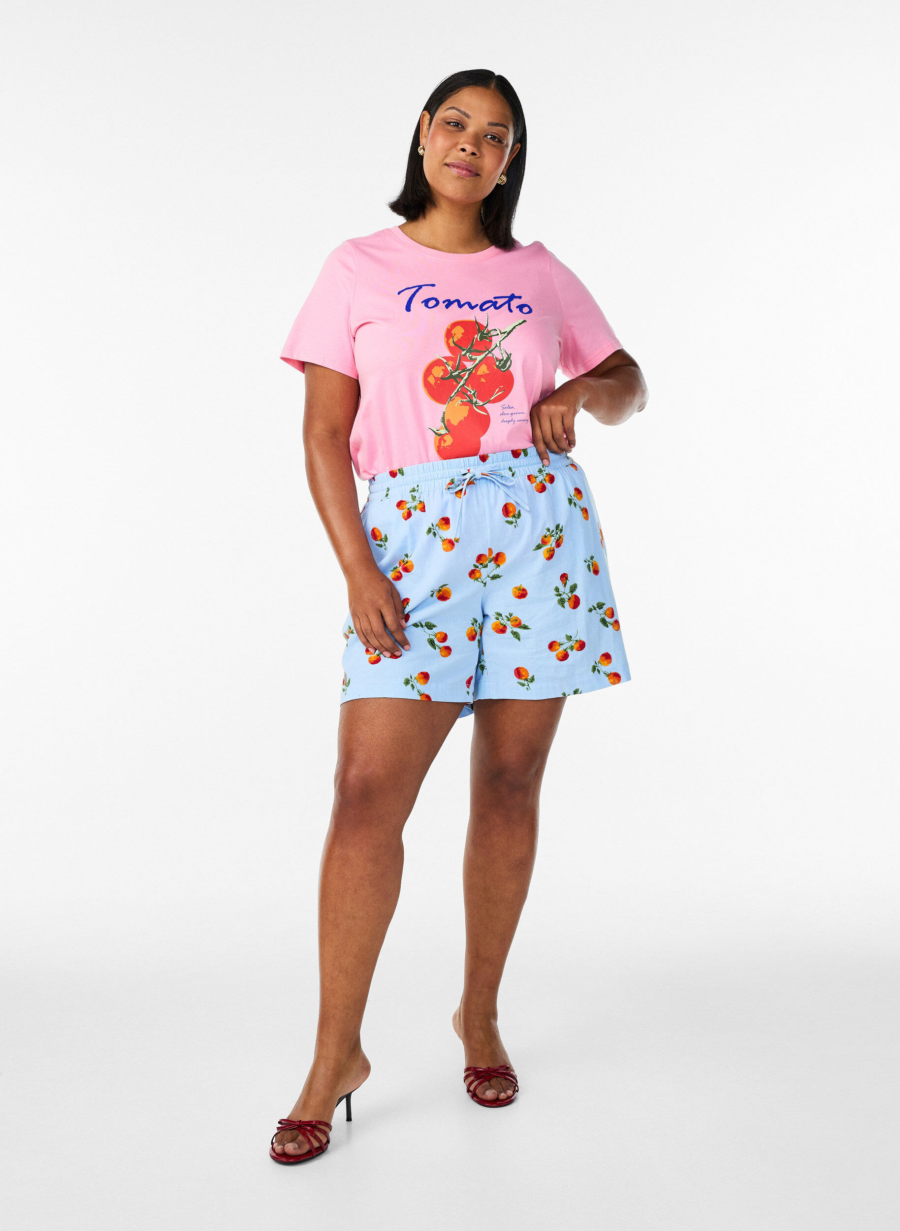 ZizziBawelna organiczna Koszulka z nadrukiem pomidora, R&oacute;żowy, Model image number 1