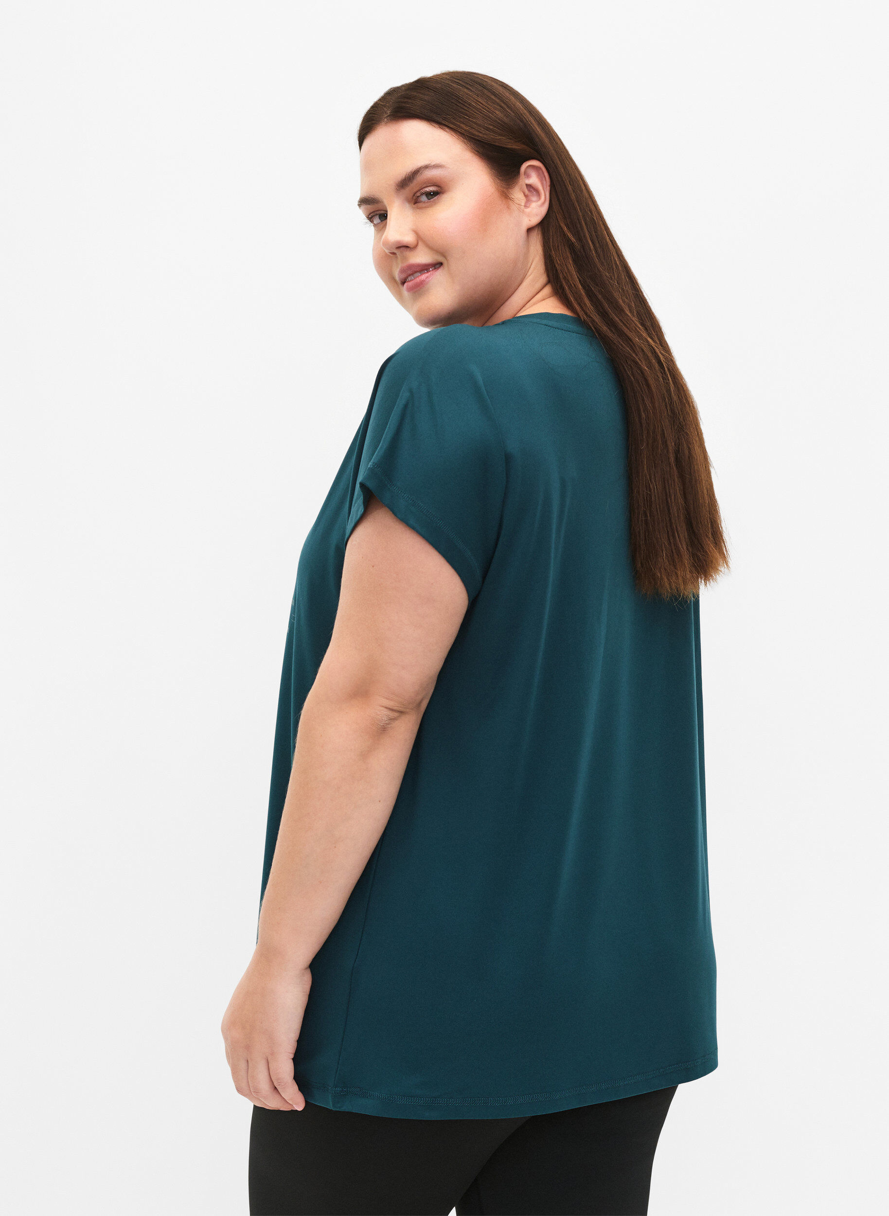 Zizzi Koszulka treningowa z kr&oacute;tkim rekawem i nadrukiem, Deep Teal/Pacific, Model image number 1